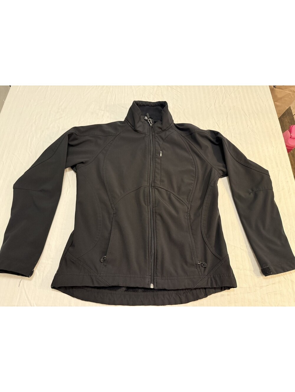 Double Diamond Softshell Jacket Men's S Black Fleece Lined Full Zip Outdoor